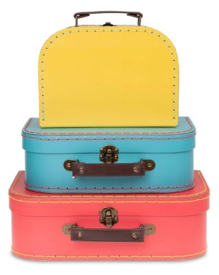 Jewelkeeper Paperboard Suitcases, Set Of 3  Nesting Storage Gift Boxes For Birthday