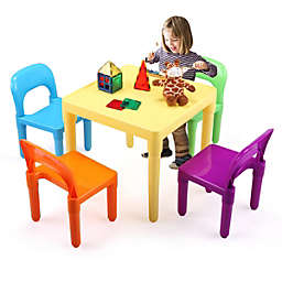 Fx070 Kid Table and 4 Chairs Set, 5 PCs Kid Furniture with Activity Table