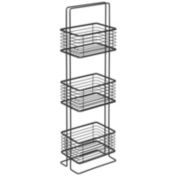 mDesign Vertical Standing Bathroom Shelving Unit Tower with 3 Baskets