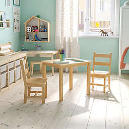 Flash Furniture Kids Solid Hardwood Table and Chair Set for Playroom, Bedroom, Kitchen - 3 Piece Set - Natural