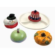 Iwgac Christmas Holiday Party 4 Season Ceramic Chip 'n' Dip Set AS IS
