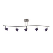 Saltoro Sherpi 5 Light 120V Metal Track Light Fixture with Glass Shade, Silver and Blue-