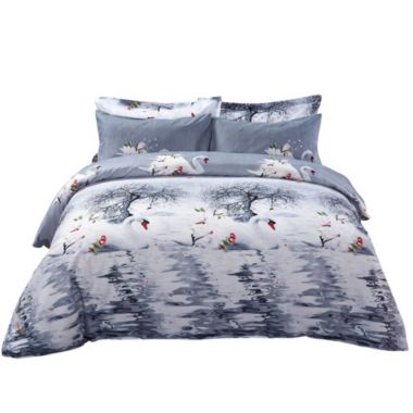 Dolce Mela Home Decorative Duvet Cover Set, Queen Size Pictorial Bedding, - Mute Swan Dm705Q. View a larger version of this product image.