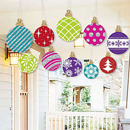Big Dot of Happiness Hanging Colorful Ornaments - Outdoor Holiday and Christmas Hanging Porch and Tree Yard Decorations - 10 Pc