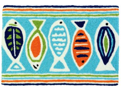 Jellybean Decorative Indoor/Outdoor Accent Rug Retro Fish Pattern - 20" X 30"