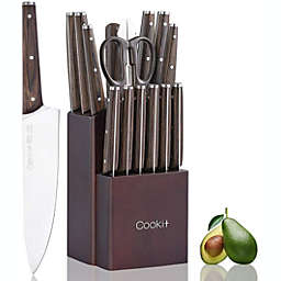 Adawe-Store Commercial Home Kitchen Knife Sets 15 Piece With Block Chef Knives Hollow Handle