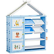 Halifax North America Kids toy Organizer and Storage Book Shelf with shelves, storage cabinets, storage boxes, and storage baskets, Blue