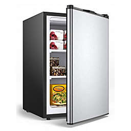 Costway 3 Cubic Feet Compact Upright Freezer with Stainless Steel Door