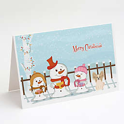 Caroline's Treasures Merry Christmas Carolers Papillon Sable White Greeting Cards and Envelopes Pack of 8 7 x 5