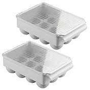 mDesign Plastic Stackable Egg Tray Holder Container, 12 Eggs