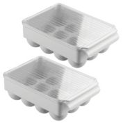 mDesign Plastic Stackable Egg Tray Holder Container, 12 Eggs