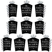 Big Dot of Happiness Silver - Tassel Worth The Hassle - Silver - Table Decorations - Graduation Party Fold and Flare Centerpieces - 10 Count