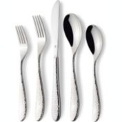 DANIALLI 20 Piece Silverware Set For 4, 18 10 Stainless Steel Silverware Set, Modern Marettimo Hammered Flatware Set, Includes Dinner Knife/Fork/Spoon, Teaspoon & Salad Fork, Dishwasher Safe Cutlery