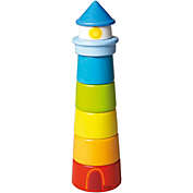 HABA Lighthouse Wooden Rainbow Stacker - 8 Piece Toddler Play Set (Made in Germany)