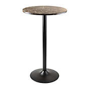 Cora Round Pub Table, Black and Faux Marble