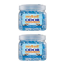 My Bad! Odor Eliminator Gel Beads 12 Oz - Crisp Cotton (2 Pack) Air Freshener - Eliminates Odors In Bathroom, Pet Area, Closets