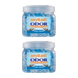My Bad! Odor Eliminator Gel Beads 12 Oz - Crisp Cotton (2 Pack) Air Freshener - Eliminates Odors In Bathroom, Pet Area, Closets