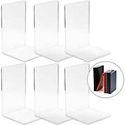 Juvale Clear Acrylic Bookends for Shelves (6 Pack)
