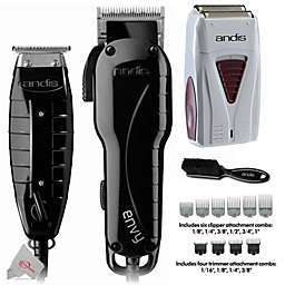 Andis Envy Stylist Combo Adjustable Blade Clipper and T-Blade Trimmer Set + Andis 17150 Pro Foil  Shaver + All You Need Accessory Bundle