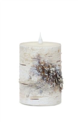 Melrose Home Decorative LED Birch Candle 3.5"D x 5"H (Set of 2) with Remote