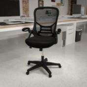 Flash Furniture High Back Black Mesh Ergonomic Swivel Office Chair with Black Frame and Flip-up Arms