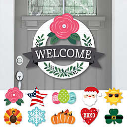 Big Dot of Happiness Holiday Welcome - Front Door Seasonal Decor - Interchangeable Wreath