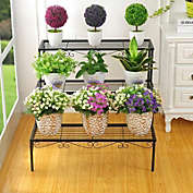 Kitcheniva Heavy Duty Metal Flower Pot Shelf Wide Three Level Plant Stand