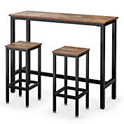 Slickblue 3 Pieces Bar Table Counter Breakfast Bar Table with Stools