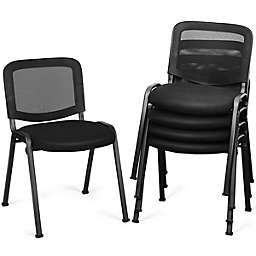 Gymax Set of 5 Conference Chair Mesh Back Office Waiting Room Guest Reception Black