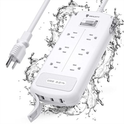 ESHLDTY USB Power Strip, 6 FT, White with 6 Total Power Outlets