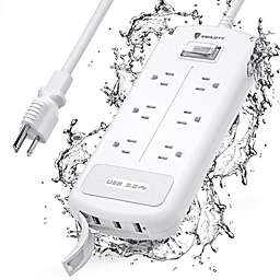ESHLDTY USB Power Strip, 6 FT, White with 6 Total Power Outlets