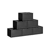 SONGMICS Pack of 6 Black Shoe Storage Boxes with Doors