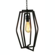 Gerson Oil Rubbed Bronze Finish Angular Metal Cage Pendant Light with Edison Bulb