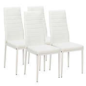Infinity Merch 4pcs High Backrest Dining Chairs in White