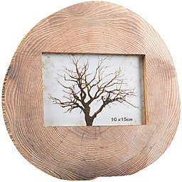 Juvale Round Wood Photo Frame - Horizontal Stand Picture Frame Tree Trunk Rings Designed Pattern for Desk Table Top, Home, Office and all Occasions Decoration, holds 4 x 6 Photo, 9.25 x 8.75 x 0.5 inches