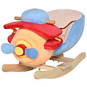 Halifax North America Kids Plush Ride On Rocking Horse Airplane Chair with Nursery Rhyme Sounds