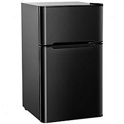 Costway 3.2 cu ft. Compact Stainless Steel Refrigerator-Black