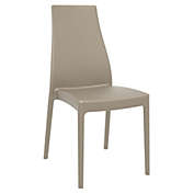 Luxury Commercial Living 37" Taupe Outdoor Patio Solid High Back Dining Chair