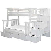 Bedz King Stairway Bunk Beds Twin over White