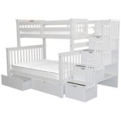 Bedz King Stairway Bunk Beds Twin over White