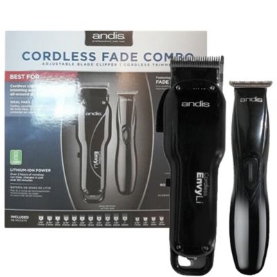Teds Andis Professional Cordless Fade Combo Envy Li Adjustable Blade Clipper & Slimline Li lose Cutting T-Blade Trimmer 75020