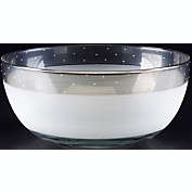 Golden Hill Studio 11" White and Silver Contemporary Dots Hand Painted Glass Serving Bowl