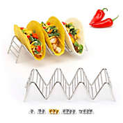 Taco Holders Set of 2 Premium Stainless Steel Stackable Stands, Each Rack Holds 3 or 4