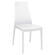 Luxury Commercial Living 37" White Outdoor Patio Solid High Back Dining Chair