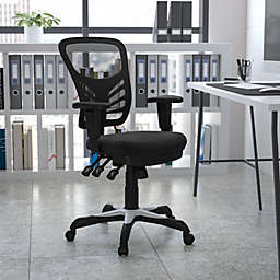 Emma + Oliver Mid-Back Black Mesh Multifunction Ergonomic Office Chair with Adjustable Arms