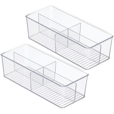mDesign Plastic Kitchen Cabinet Divided Storage Organizer Bin, 4 Sections
