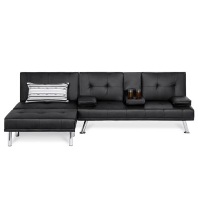 Best Choice Products 3-Piece Modular Modern Furniture Set w/ Convertible Double Futon, Single-Seat, Footstool