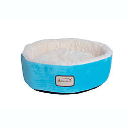 Armarkat Soft Plush And Soft Velvet With Waterproof Cat Sleeper Bed In Sky Blue And Ivory