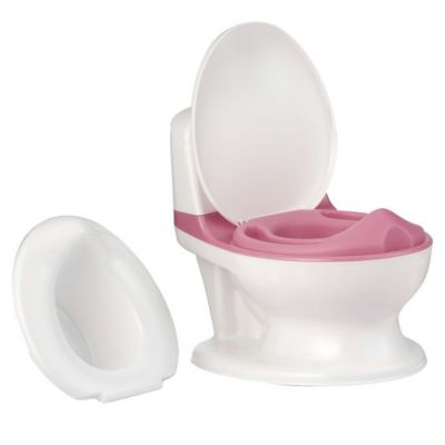 Slickblue Kids Realistic Flushing Sound Lighting Potty Training Transition Toilet -Pink