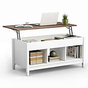 Costway Lift Top Coffee Table with Hidden Storage Compartment-White